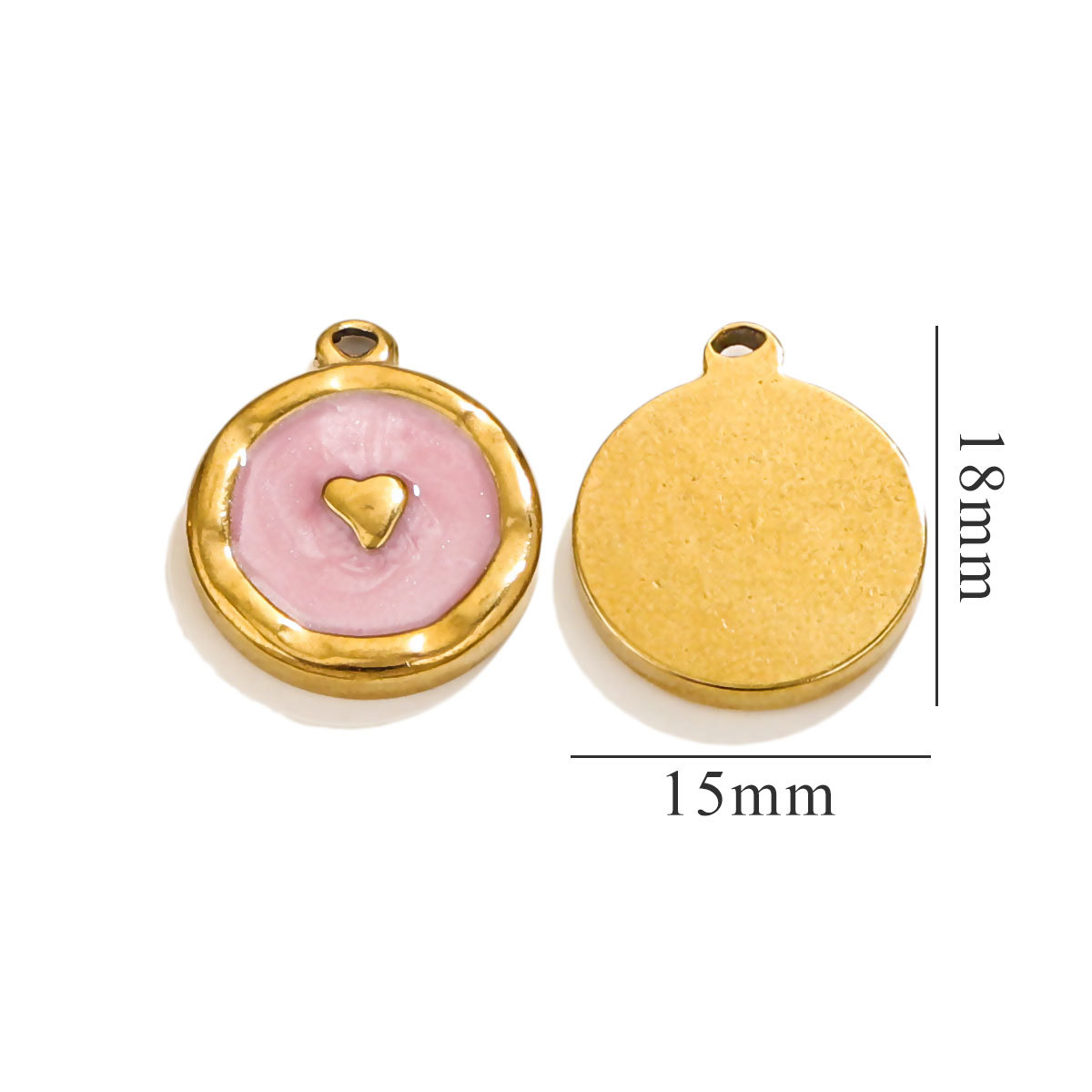 Pink / 1 Piece Simple Sweet Style Heart Shape Stainless Steel  Gold Color Women's Pendant Picture2